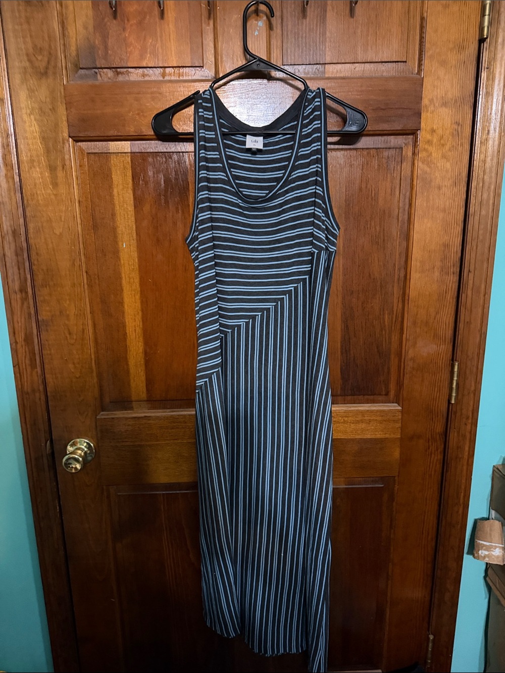 CAbi Maxi Tank Dress with Light Blue Stripes